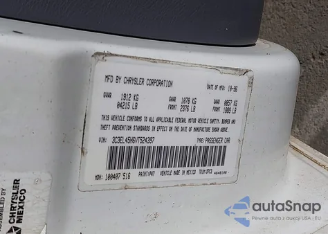 1997 Chrysler Sebring Jx из США, поврежденный, VIN 3C3EL45H6VT524397